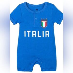 NWOT Baby Italia Italy Italian Summer Romper Shirt Outfit Soccer Jersey Onesie